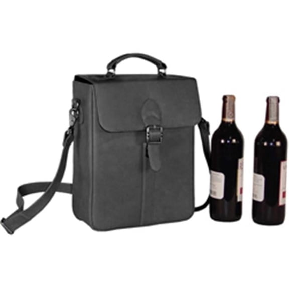 David King & Co 434B Deluxe Double Wine Bottle Carrier- Black