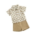 thumbnail image 2 of Musuos Toddler Boy Gentleman Outfit 1-4T Checkerboard Print Button Short Sleeves Shirt and Shorts Set, 2 of 10