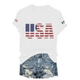thumbnail image 4 of Duqingm Independence Day Shirt Short Sleeve Independence Day Women’s 250th Anniversary USA Shirt 2026 American Flag Retro Graphic Tee White,3XL, 4 of 5