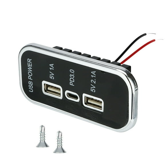 Youkk 3 Ports USB Type-C PD 2.1A 1A Fast Charging Adapter USB Socket USB Car Charger Silver