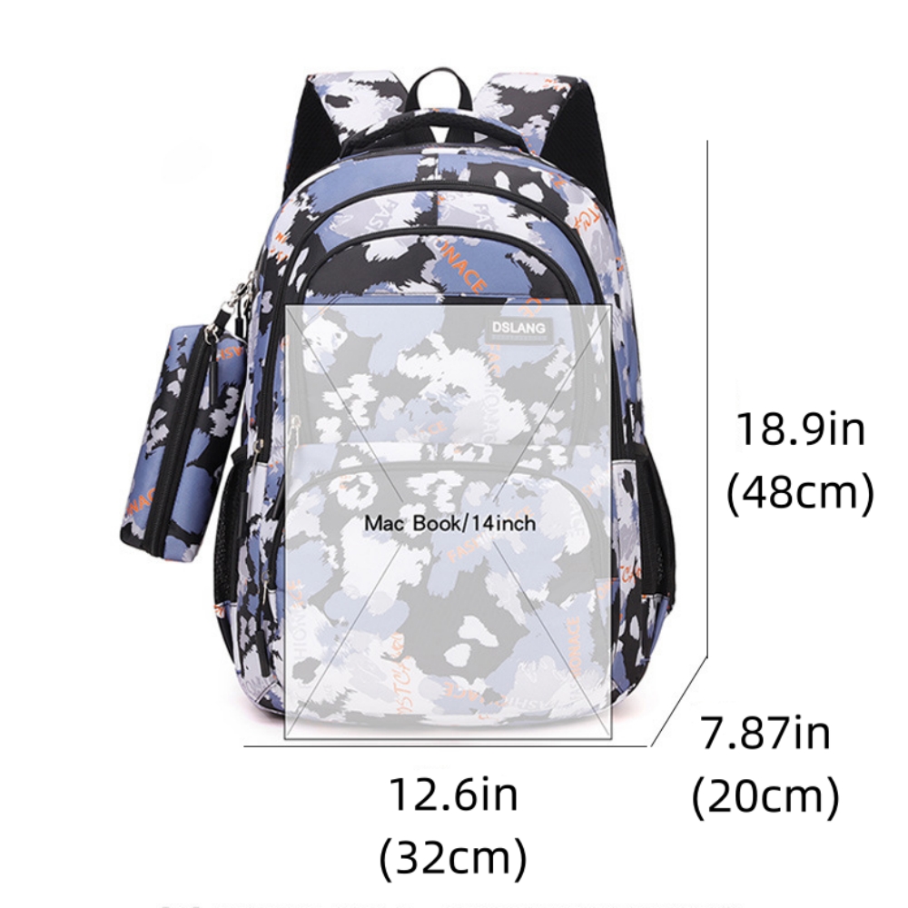 Juuar Girls Backpack with Crossbody Bag & Pencil Case, Printed School Bag Trendy Kids Bookbag School Backpack for Boys, Blue