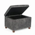 thumbnail image 3 of Homebeez 18" Leather Storage Ottoman Upholstered Footstool Bench for Bedroom Hallway, Gray, 3 of 6