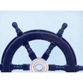thumbnail image 3 of Handcrafted Model Ships Deluxe Class Dark Blue Wood and Chrome Nautical Decorative Ship Steering Wheel, 12", 3 of 4