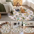 thumbnail image 6 of Pink Botanical 8' Round Area Rug, Spring Floral Summer Lemon Birds Washable Non-Slip Large Circle Rugs for Living Room Bedroom, Soft Low Pile Rug Carpet for Dining Room Kitchen Farmhouse, 6 of 9