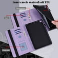 thumbnail image 4 of Flowers Pattern Tablet Case for iPad Pro 11" 4th/3rd/2rd/1st Generation 2022/2021/2020/2018, PU Leather Book Style Shockproof Flip Cover with Card Slots Strap Kickstand Pencil Holder Case,Purple, 4 of 7