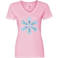 thumbnail image 3 of Inktastic Icy Blue Winter Snowflake Women's V-Neck T-Shirt, 3 of 5