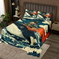 thumbnail image 2 of YST Queen Ukiyo Whale Quilt Set,Japanese Ocean Wave Coverlet Set for Kids Boys Girls,Funny Cat Bedspread Set,Vintage Asin Red Sun Bed Cover with 2 Pillowcases Lightweight, 2 of 3