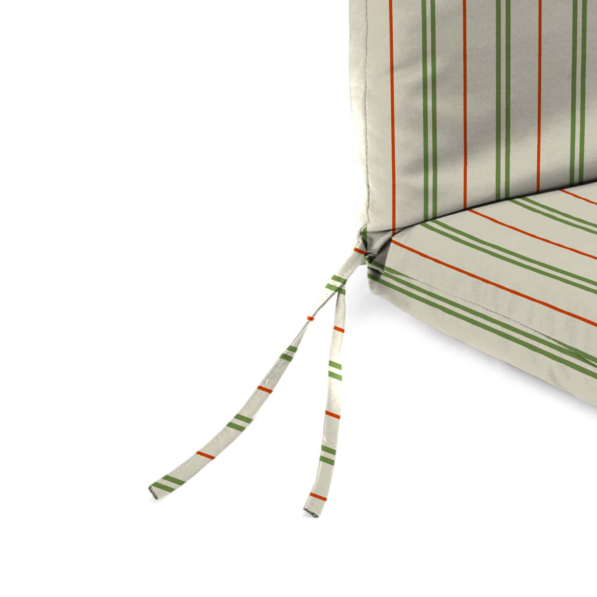 Jordan Manufacturing 44" x 21" Gallan Cedar Grey Stripe Rectangular Outdoor Chair Cushion with Ties and Hanger Loop