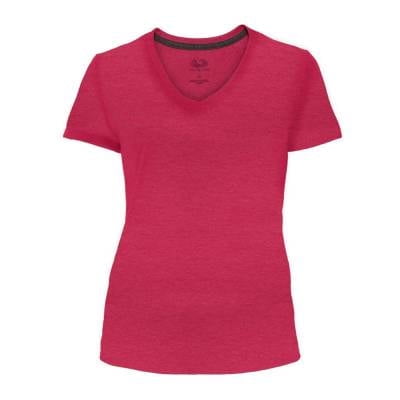 Playera Fruit Of The Loom para Mujer, Cuello V Manga Corta Rosa Jaspe Talla EG