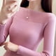 thumbnail image 3 of Women Ribbed Slash Neck Slim Sweater Knitted Long Sleeve Office Sweaters Casual Solid Pullovers For Women 2024 Autumn, 3 of 5