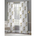thumbnail image 4 of Spring Floral Sheer Curtains 2 Panels Set Yellow Lower Gray Leaf Watercolor Eucalyptus Leaves Sheer Window Curtains Light Filtering Rod Pocket Voile Drapes for Bedroom Living Room 52"X84", 4 of 9