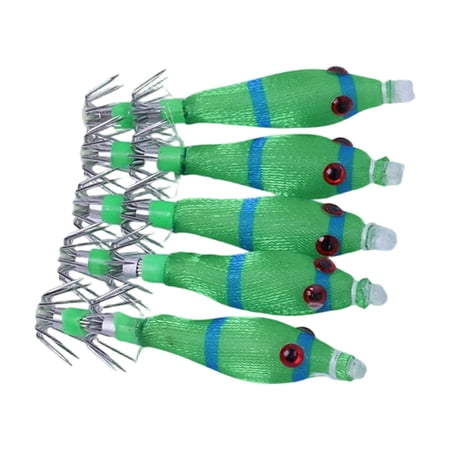 5pcs 5.8cm Glow Jigs Fishing Lures 3.1g Shrimp Squid Hooks Artificial Baits Multi-Water Tackle
