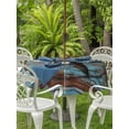 thumbnail image 2 of Outdoor Tablecloth with Umbrella Hole and Zipper, Texas Star Brown Round Table Cloth 54 Inch Waterproof Tablecloth, Vintage Farm Barn Blue Wooden Texture Picnic Table Cover for Patio Camping, 2 of 7