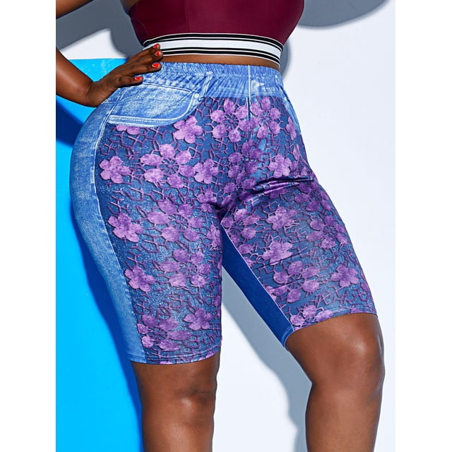PLUS TAMAÑO 3D PRINT CORTAL DE PRINCIPAL DE JEGGINGS Rosegal Leggings de talla grande