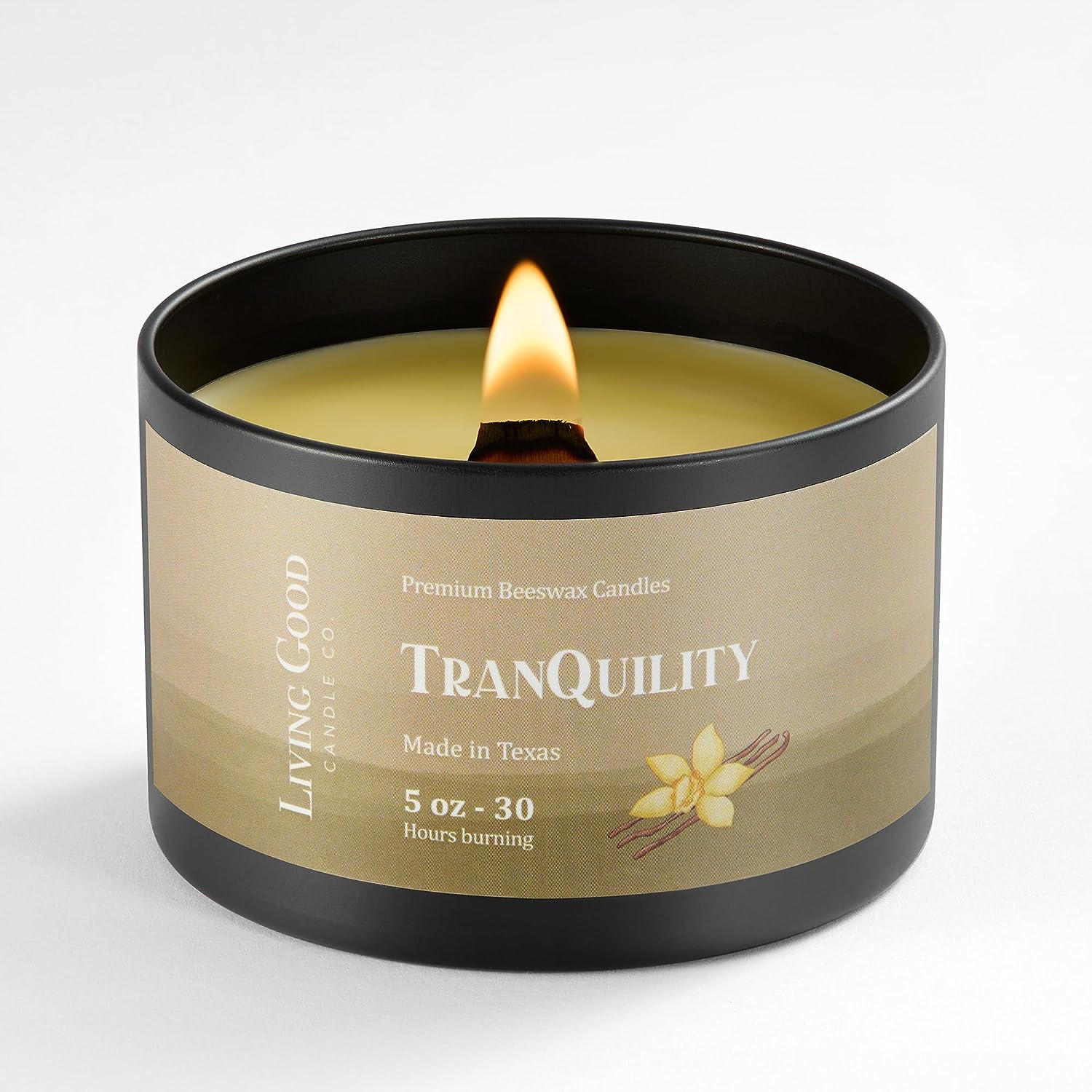 Tranquility Pure Beeswax Candle Tin 30+ Hours Long Burning