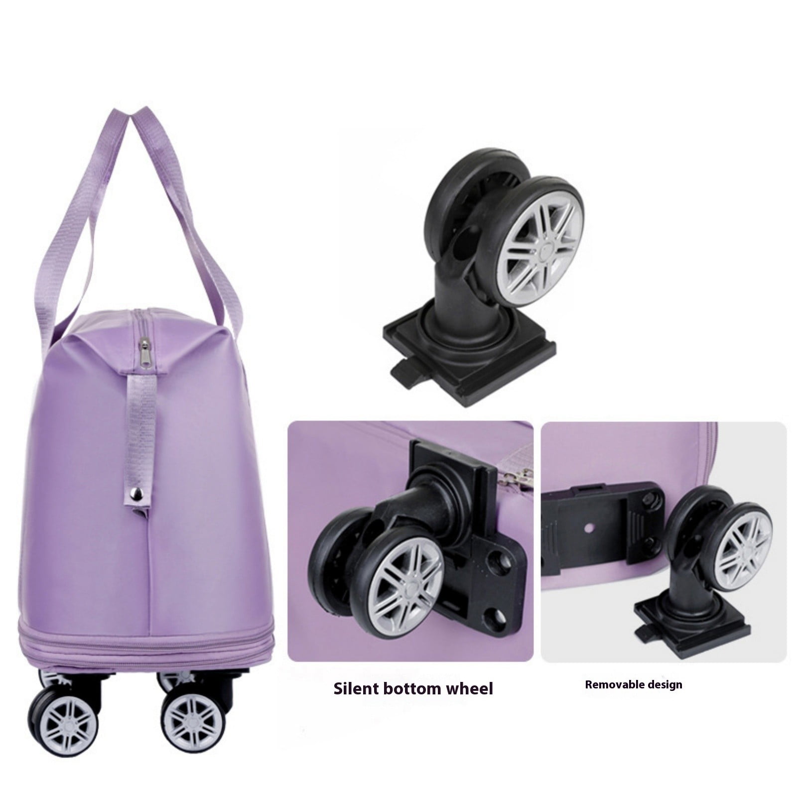Expandable Rolling Duffle Bag with Spinner Wheels, Large Waterproof Travel Tote Weekender Bag with Wet Pocket(Dark Purple,70x40cm)