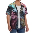 thumbnail image 2 of KLL Skeleton Cool Street Fashion Print Men's Shirt Short Sleeve Button Down Summer Cuba Beach Shirts- 4X-Large, 2 of 5