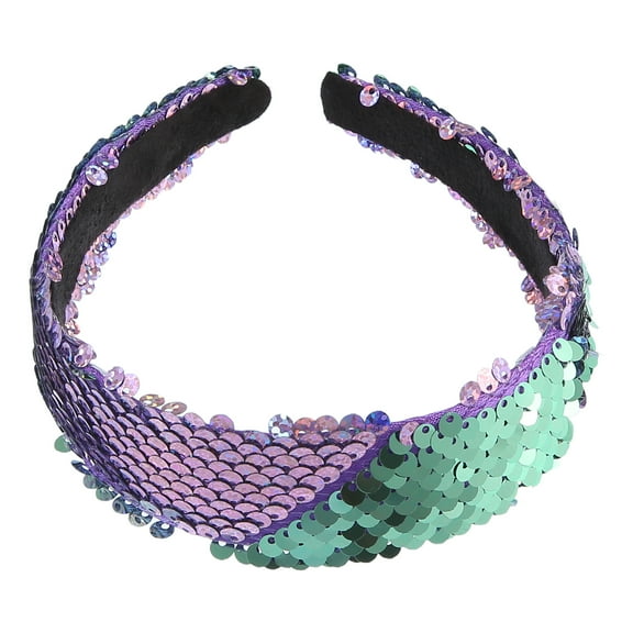 Sequin Headband Sparkle Sequins Headbands for Women Shiny Elastic Headbands Purple Green