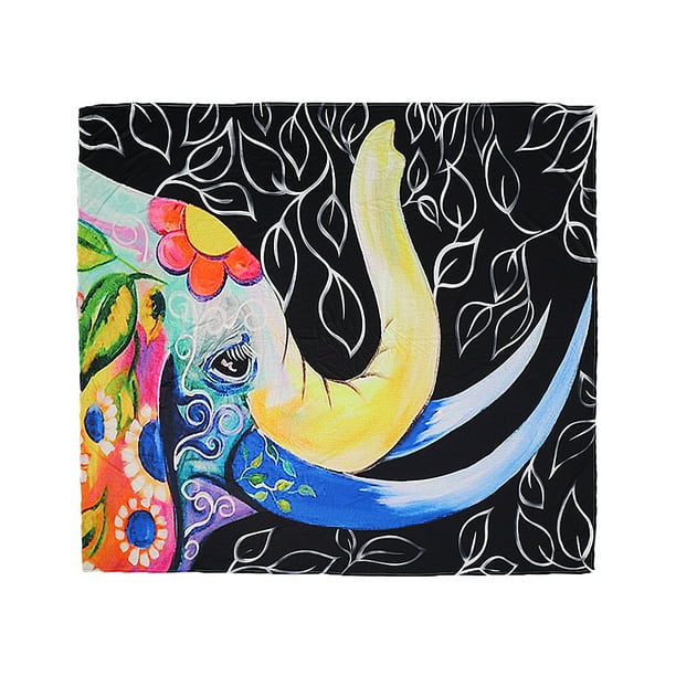 Tapiz indio con elefantes coloridos para colgar en la pared (150 x 130 cm), toalla de playa, manta de picnic hippie, esterilla de yoga Como muestra la imagen