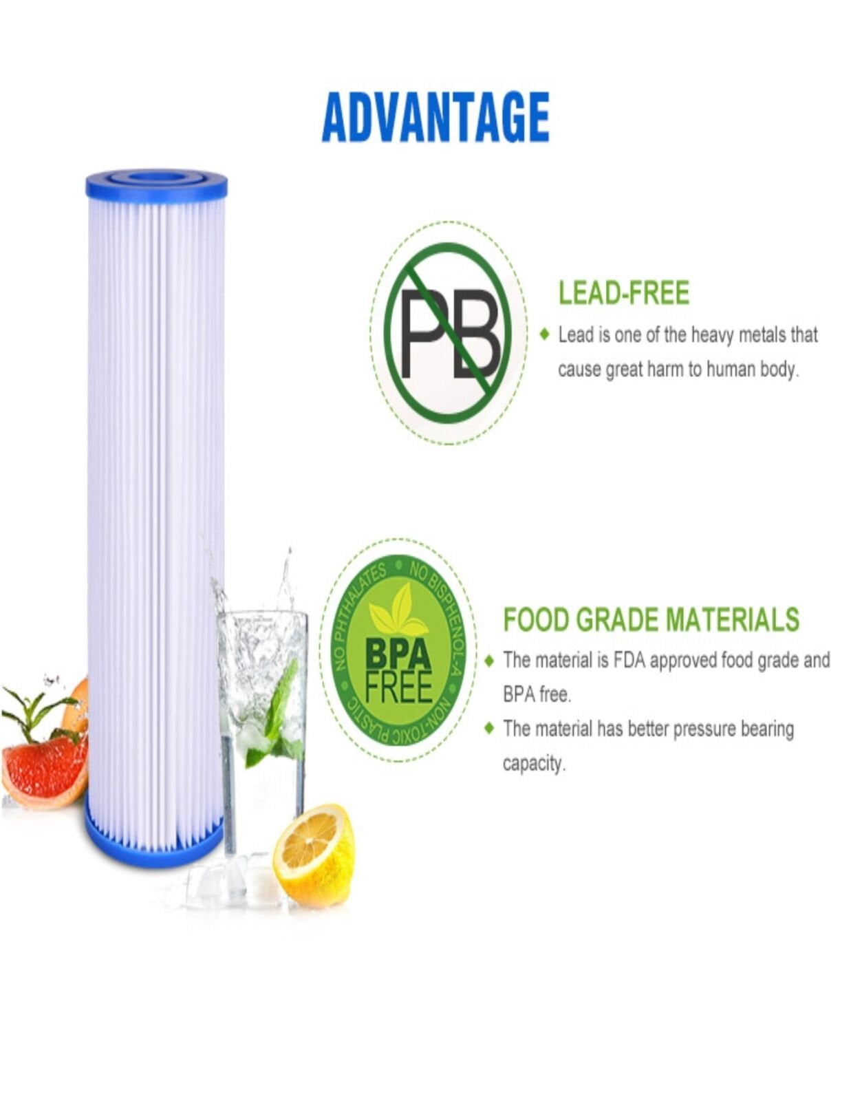 2PK GE SmartWater FXHSC R30-BB RS6 Big Blue Compatible Whole House Water Filters