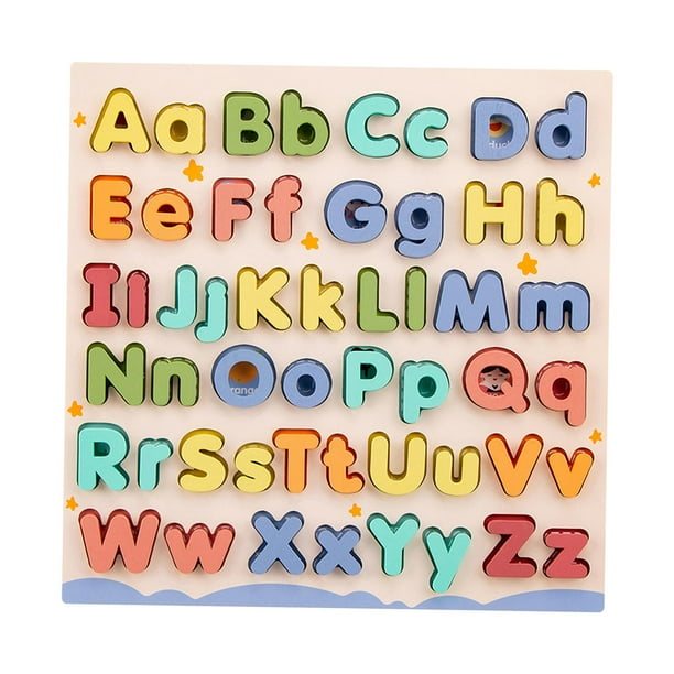 Children Wooden Abc Puzzle Color Recognition Toy Alphabet Number