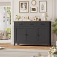 thumbnail image 3 of Hiphuta 47"W Buffet Cabinet with Adjustable Shelf, Modern Farmhouse Coffee Bar with 3 Drawers and Sturdy Base for Small Space and Living Room, Black, 3 of 10