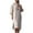 Beige, variant on hotojiny Summer Dresses for Women Cotton Linen V Neck Plus Size Midi Dresses Casual Rolled 3/4 Sleeve Split Beach Dresses