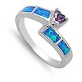 thumbnail image 4 of CHOOSE YOUR COLOR Simulated Amethyst Heart Love Ring 925 Sterling Silver Band Purple CZ Female Size 9, 4 of 4