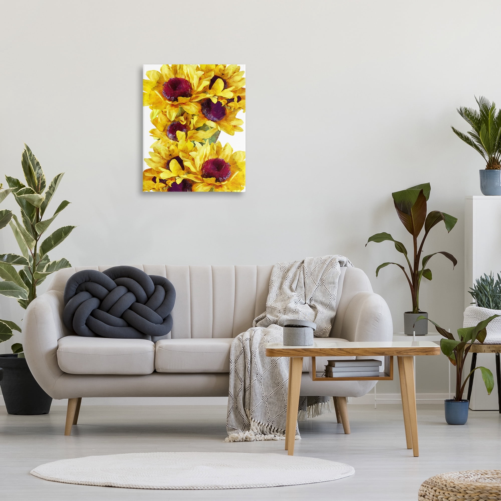 Stupell Industries Overlapping Sunflower Blooms Botanical & Floral Painting Gallery Wrapped Canvas Art Print Wall Art, 24 x 30