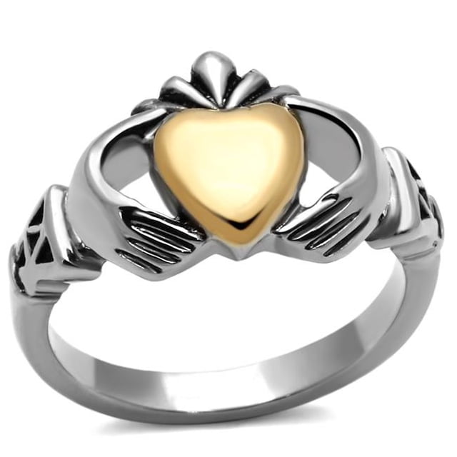 Alamode TK1157-5 Bague en Acier Inoxydable Bicolore IP Or pour Femmes Sans Pierre - Taille 5