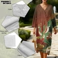thumbnail image 5 of DISNIMO Dress for Women Bird Printed Fashion Casual Maxi Dresses V Neck Loose Dress Lightweight 3/4 Sleeve Shift Dresses Imitation Linen Outfits, XL, 5 of 6