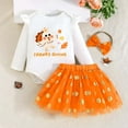 thumbnail image 4 of NAFUU Infant Girls Skirt Sets Thanksgiving Baby Girl Outfit Long Sleeve Cartoon Print Romper Bodysuit Tutu Skirt Headband Three Piece Set Party Clothes Trendy Outfit 18-24 Months, 4 of 6