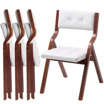 KFFKFF Set of 4 Wooden Folding Chairs with Cushions, Portable and Foldable Design, Comfortable Padded Seating for Kitchen, Office, Events, Dining Room, Easy to Assemble, White