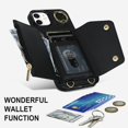 thumbnail image 6 of ShellTech Phone Case for iPhone 12/12 pro case with Strap Wallet for Women with Card Holder,Black, 6 of 10