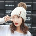 thumbnail image 4 of Womens Winter Beanie Warm Cable Knit Hat Style Stretch Trendy Ribbed Cap,Color:White,Size:One Size, 4 of 5