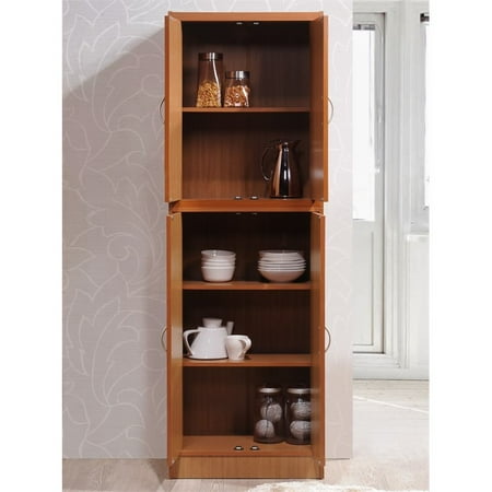 Hodedah 4 Door Kitchen Pantry With 4 Shelves In Cherry Walmart