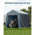 thumbnail image 7 of Outdoor Storage Shed, Portable Carport with Roll-up Ventilated Zipper Door and Windows, Heavy Duty Waterproof Tarp, Storage Sheds for Motorcycle, Bike, Firewood, Garden Tools, 7 of 7