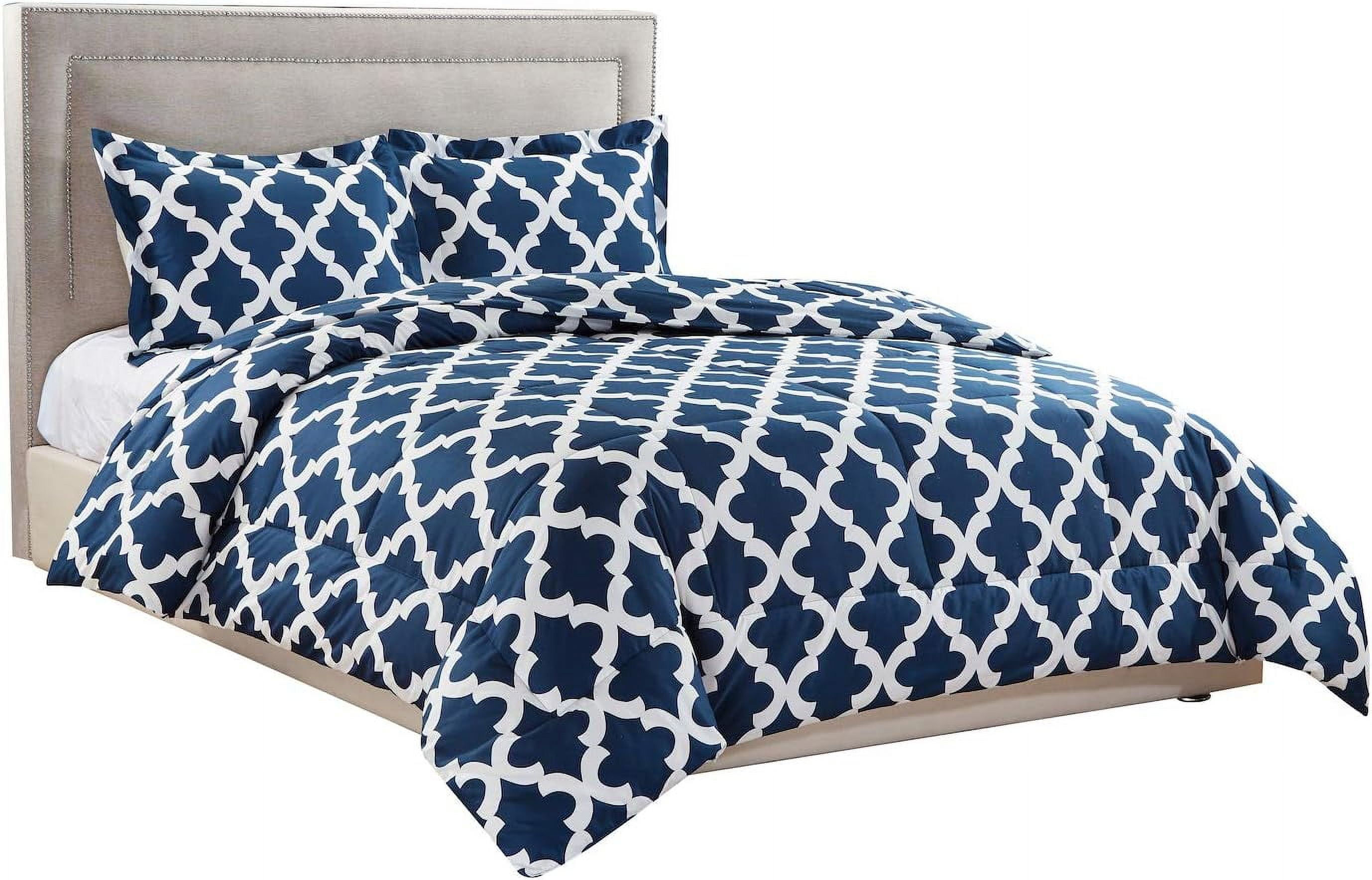 Comforter with 1 Pillow Sham Goose Down Alternative Ultra Soft Microfiber Navy Color Twin Size