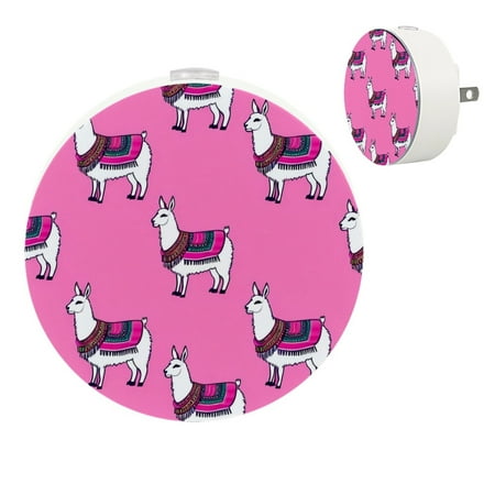 

Night Lights Plug Into Wall [2 Pack] Night Light for Kids LED Nightlight with Dusk to Dawn Sensor for Bathroom Decor Children Room Cartoon Alpaca Animal Pink