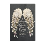 Personalized Planet He Will Cover You With His Feathers Psalm 91:4 Spiritual Wall Art on Rectangular Black Wood, 10x15