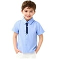 thumbnail image 2 of Boys Short Sleeve Dress Shirt with Attached Tie | 100% Cotton Button Down Shirt for School Picture Day,Size 7-8 T, 2 of 7