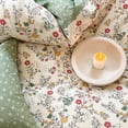 thumbnail image 5 of 3 Pieces Floral Duvet Cover Queen Size 100% Cotton Green Red Flowers Leaves Printed Comforter Cover Soft Breathable Spring Bedding Set with Zipper Closure, 5 of 5