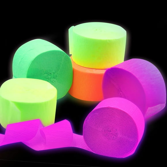 Serpentins de Fête Phosphorescents de 400 Pieds, Serpentins en Papier Crêpe Lumineux, UV, Noir Clair, Néon Fluorescent, Serpentins en Papier pour Fournitures et Décorations de Fête Phosphorescentes, Décorations de Mariage et d'Anniversaire
