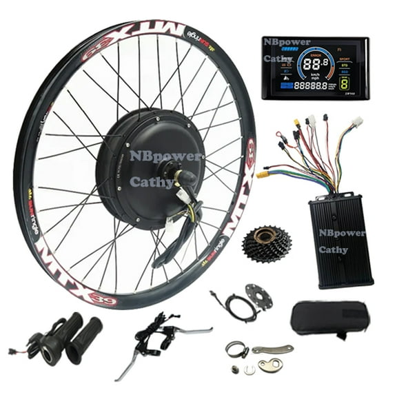 70km/h 60v-72v Brushless Motor Kit MTX Ebike Conversion Kit Ebike 27.5inch 2000w Kit Direct Drive Rear Hub Motor with 45A Dual Hall Controller and  SW900 TFT Display