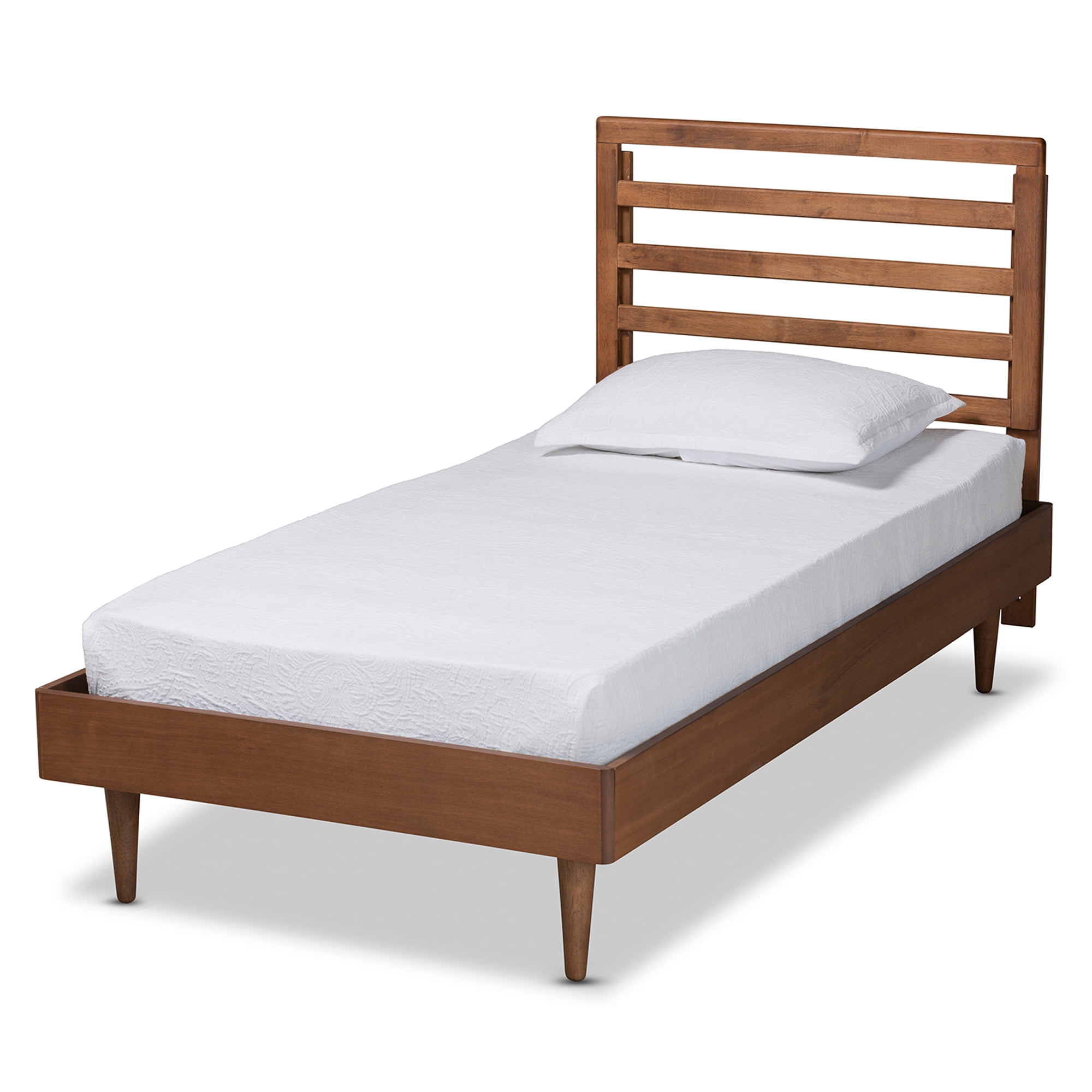 Baxton Studio Ryo Mid-Century Engineered Wood Platform Bed, Twin, Walnut Brown