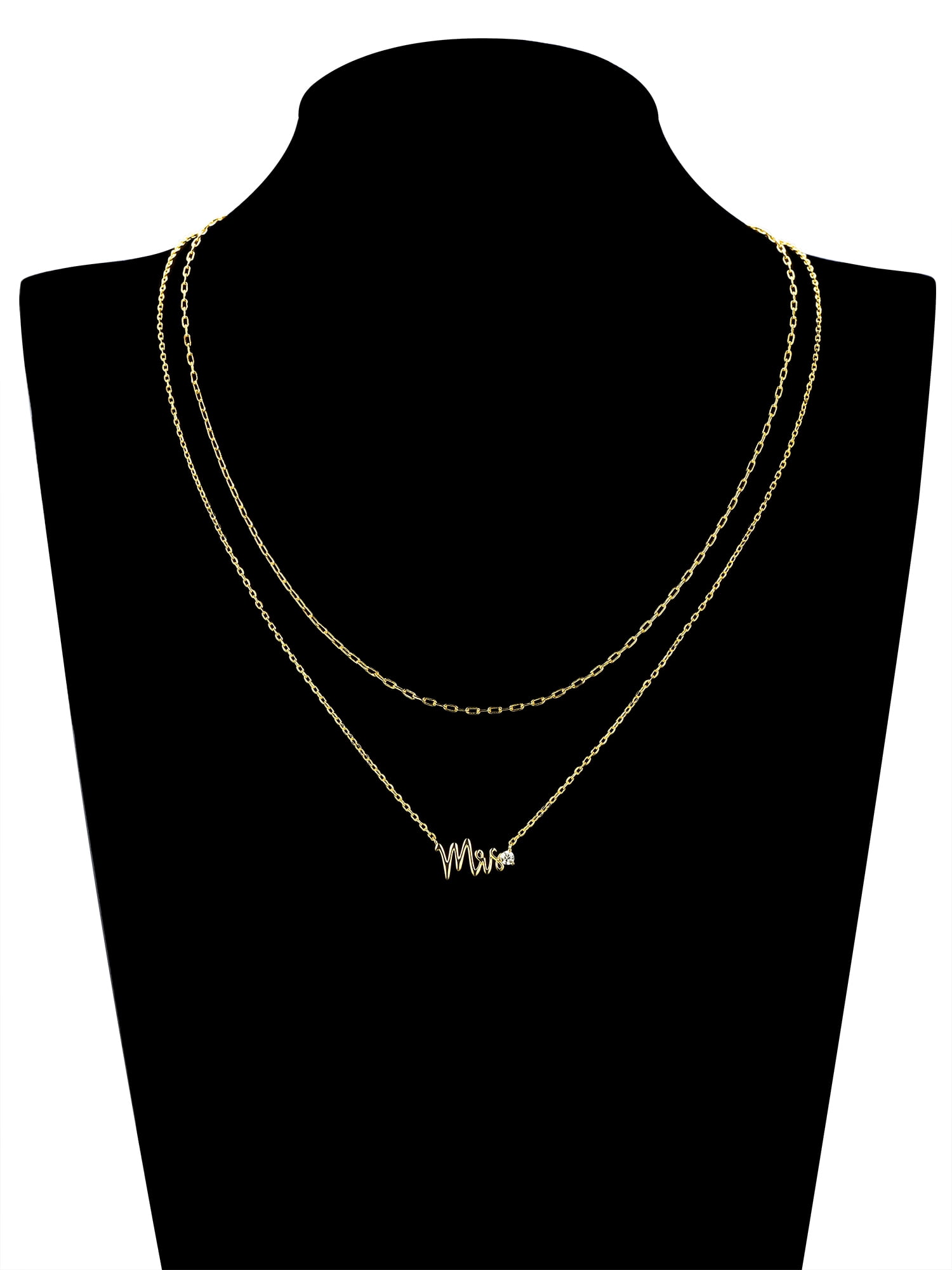 Believe by Brilliance Cubic Zirconia Mrs Necklace Set in 14KT Gold Flash Plated