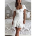 thumbnail image 4 of Coduop Graduation White Short Lace Dress for Women Backless Bandage Mini A Line Dresses, 4 of 6