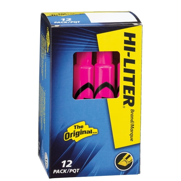 HI-LITER Desk Style, Fluorescent Pink, Box of 12 (24010)