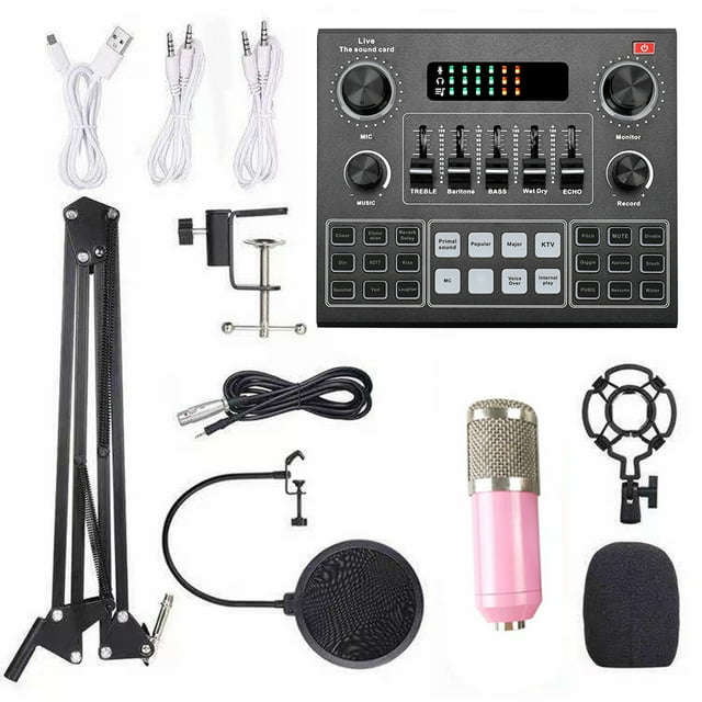 Tarjeta de sonido multifuncional Live V9 y kit de micrófono de suspensión BM800