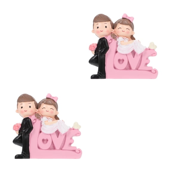 2 Pcs Valentine's Day Figurine Adornment Couple Mini Birthday Lovers